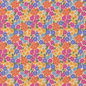 Poplin katoen – roze en gele bloemen