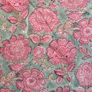 Indiase blockprint – groen met wilde bloemen